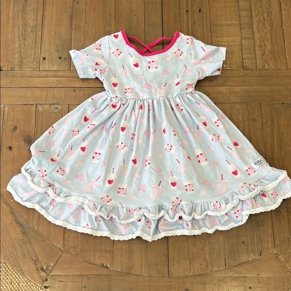 Bella & omi sweet treats heart lollipop twirl dress girl 6 short sleeve boutique